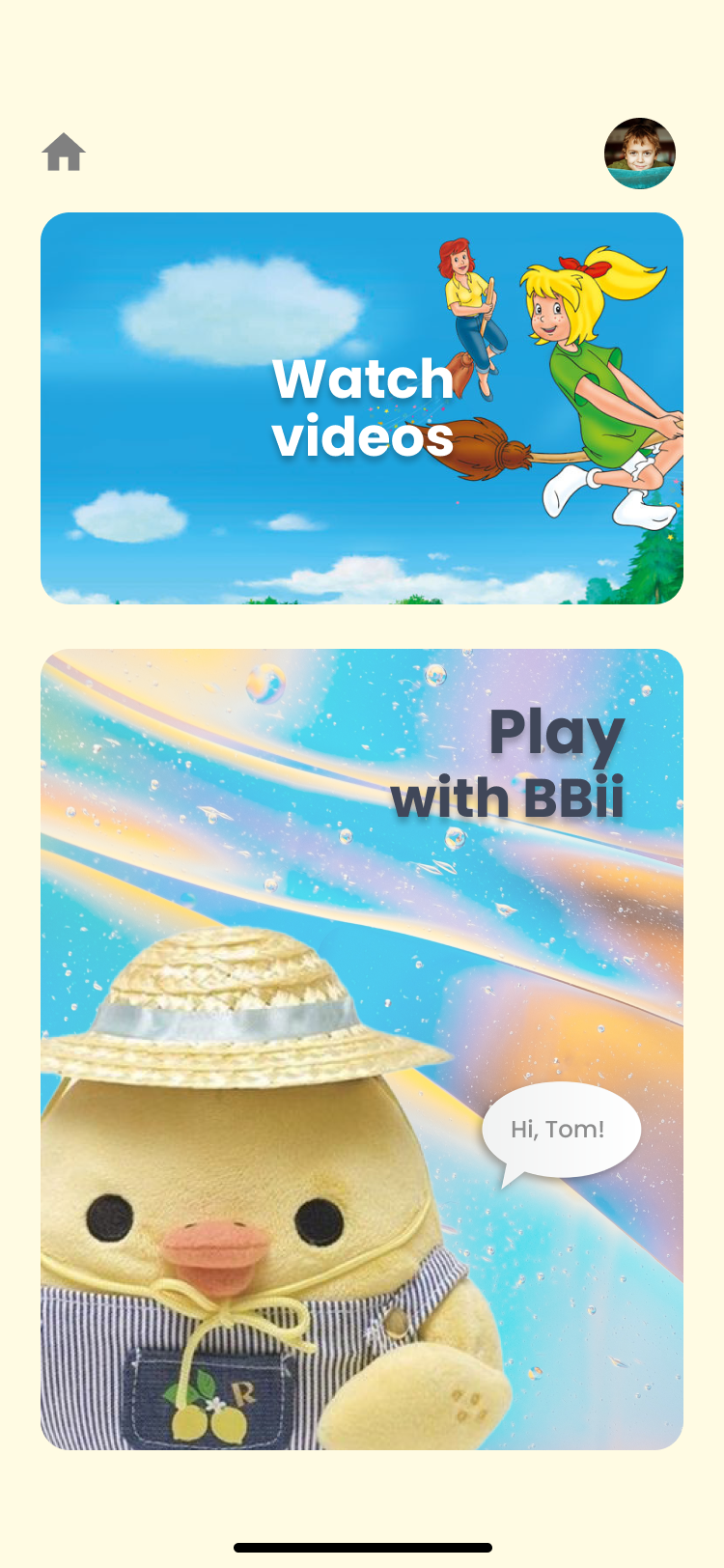 A curated watch-and-play screen for the child