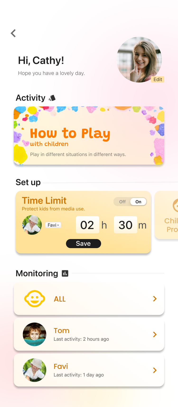 Per-child time-limit controls framed as care rather than control