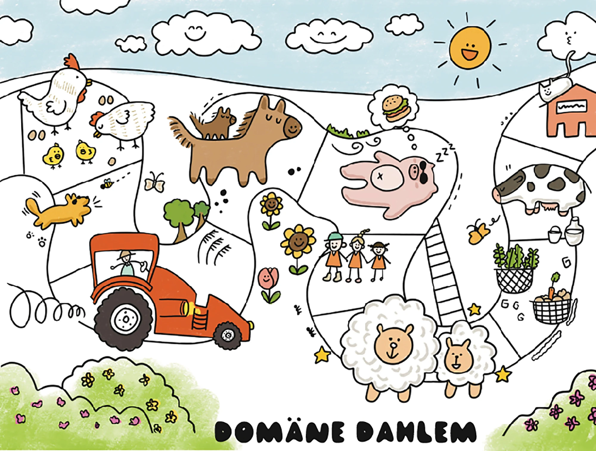 The finished illustrated map of Domäne Dahlem