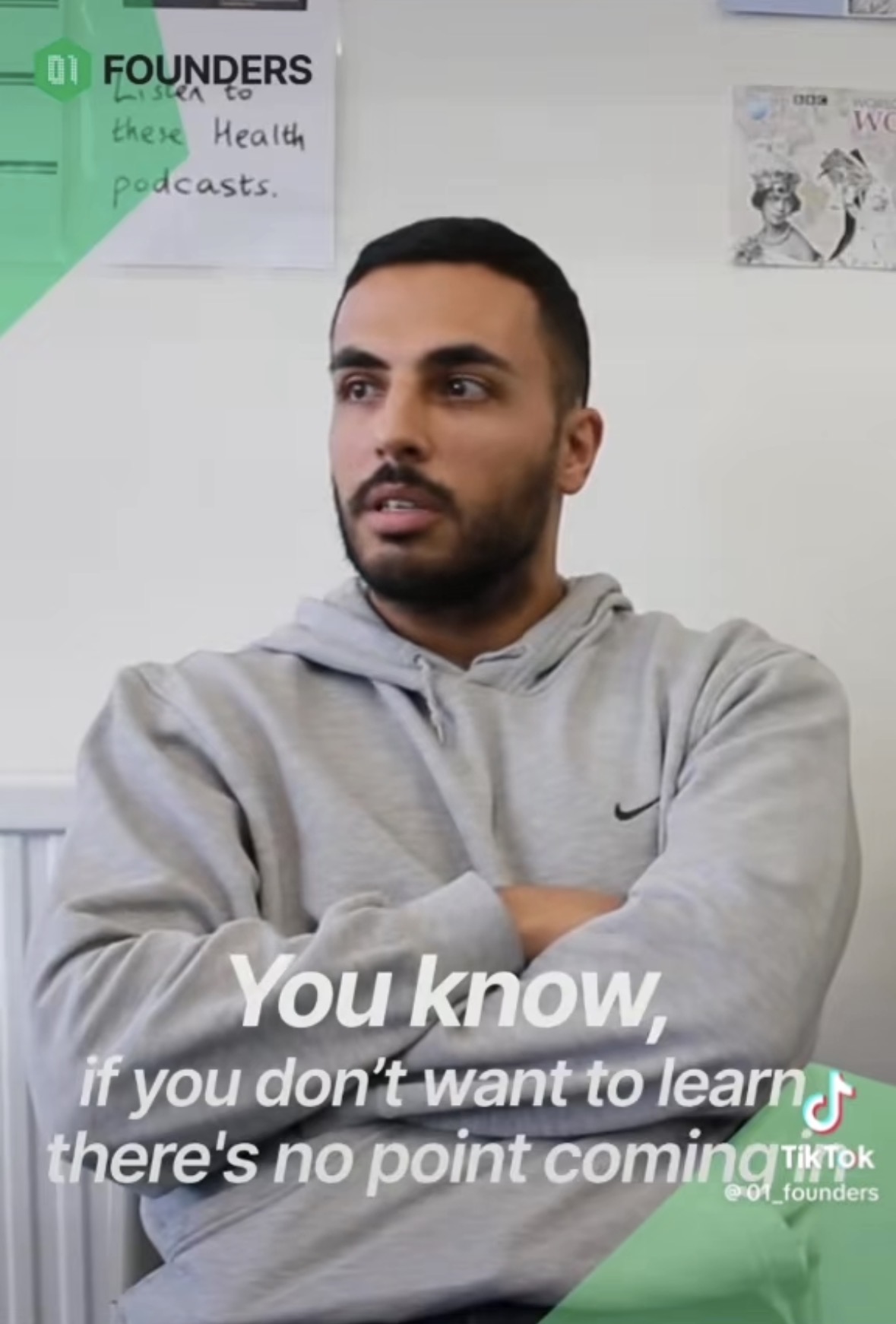 Final TikTok: interviewee with large subtitles and campaign branding